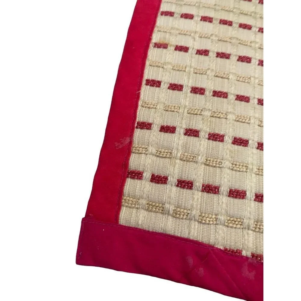 Set of 4 Woven Placemats Table Linens Red Tan 17 1/4